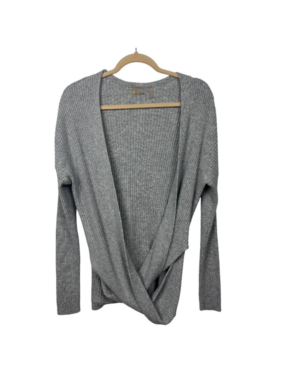✨3/$30 Zella M Gray Ribbed Open Front Twist Hem Cardigan Sweater Reversible Athl - Picture 1 of 5